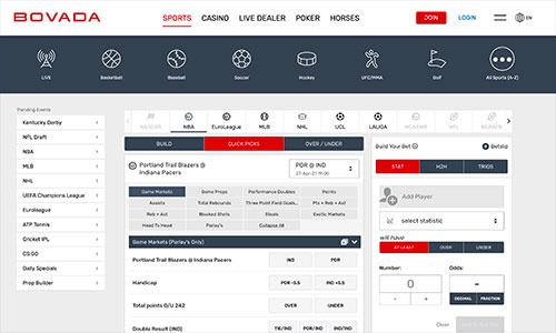 Build Your Parlay Prop Bet At Bovada Sportsbook