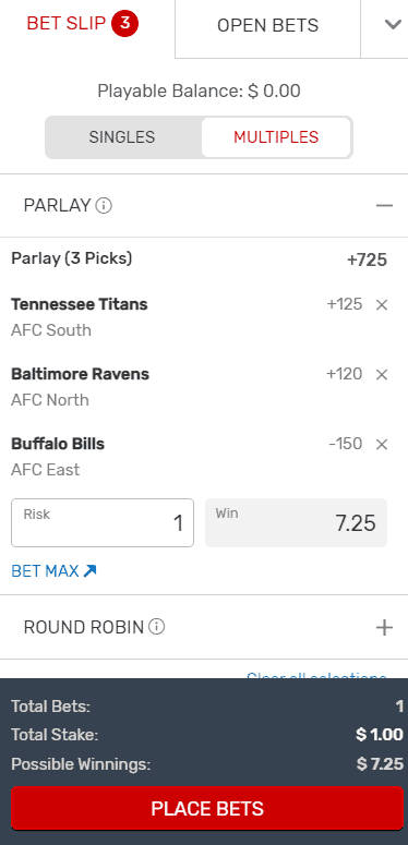 2021 NFL Divisional Prop Bet Parlay