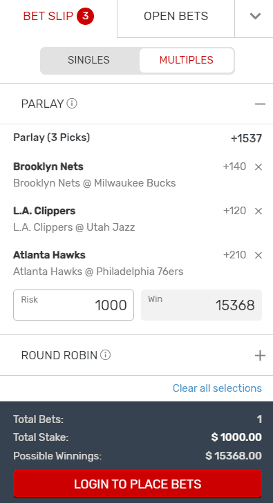 2021 NBA Playoff Parlay Bet