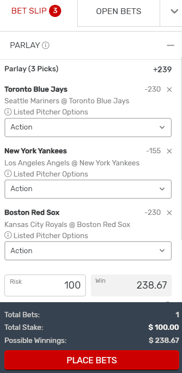 Favored Teams Parlay MLB 2021