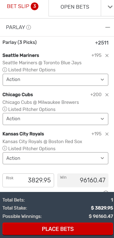 max bet MLB parlay for 2021