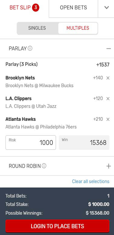 Nets Clippers Hawks Parlay Slip