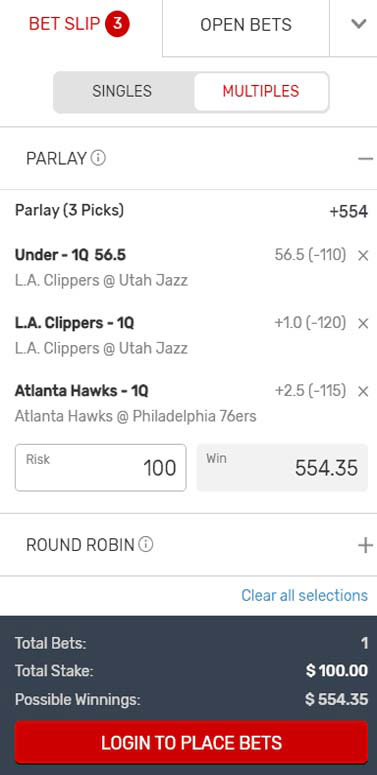 Clippers Jazz Parlay Slip