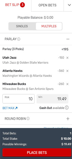 Bovada bet slip